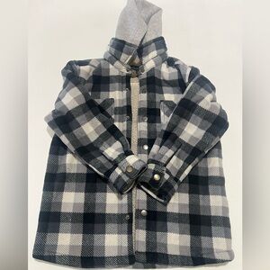 Freedom Foundry BOYS Sherpa Fleece Lined Plush Shirt Jacket Hoodie Black Size S